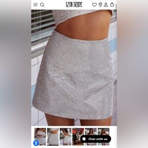 12th Tribe Shira Silver Rhinestone Mini Skirt